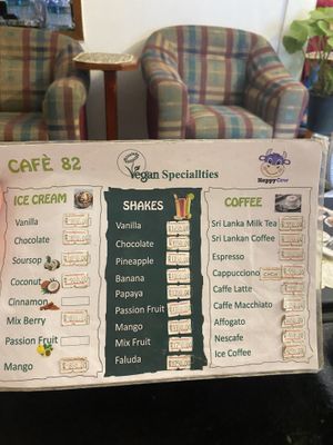 Vegan menu   at Cafe 82 in Galle