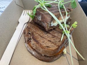 Vegan cheese and tomato toastie   at Coco Bliss in South Bank