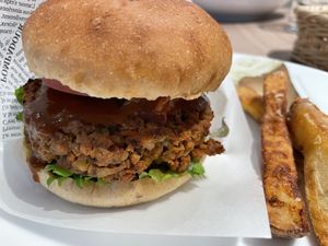 Veggie burger. at M's Table in Yokohama