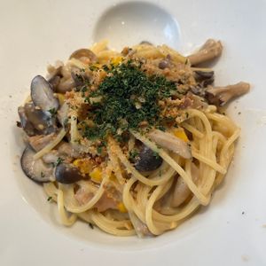 Mushroom pasta at M's Table in Yokohama