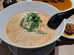 ramen with a delicious soy meatball at M's Table in Yokohama