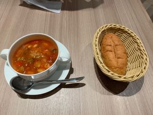 Soup and bread set at M's Table in Yokohama