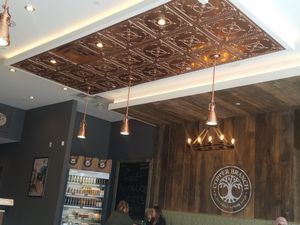 Copper ceiling at Copper Branch in Brampton