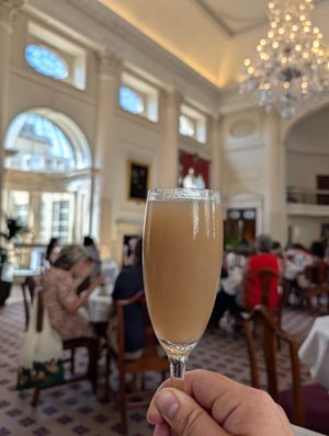 White peach Bellini - cheers! at The Pump Room in Bath