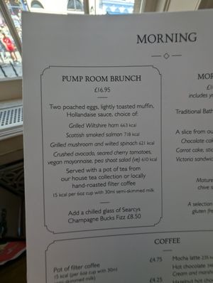 Why do they mention the kcal? 🤭 at The Pump Room in Bath