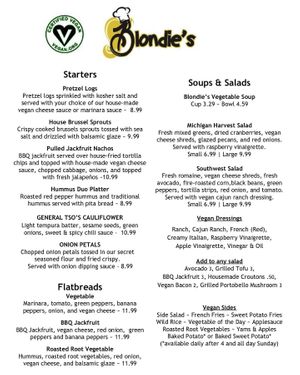 Menu at Blondie's in Flint