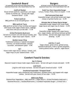 Menu at Blondie's in Flint