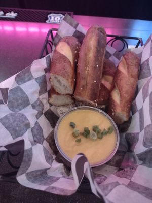 Pretzels and cheese sauce at Blondie's in Flint