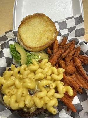 Ultimate Mac and cheese burgerr  at Blondie's in Flint