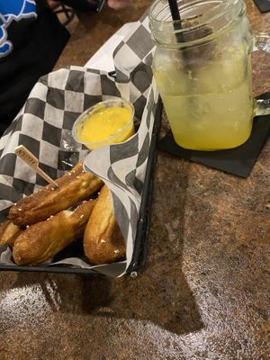 Pretzel logs and mango mocktaill  at Blondie's in Flint