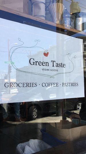 Outside  at Green Taste Vegan Goods in San Francisco