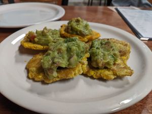 Perfect tostones of Green Plantains at Juuuicy's Vegan Restaurant & Mama's Vegan Cocina in West Palm Beach