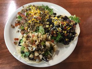 Holy cow, cauliflower, and veggie taco... all delicious! at Juuuicy's Vegan Restaurant & Mama's Vegan Cocina in West Palm Beach