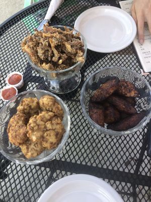 Cauliflower nuggets, calamari and sweet plantains 😍 at Juuuicy's Vegan Restaurant & Mama's Vegan Cocina in West Palm Beach