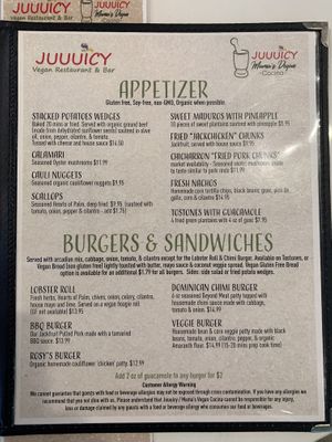 Menu  at Juuuicy's Vegan Restaurant & Mama's Vegan Cocina in West Palm Beach
