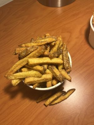Fries with curry sweet salt  at Nuburger in Winnipeg