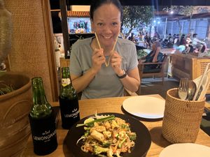 One happy vegan  at LemonGrass Thai Restaurant in Legian
