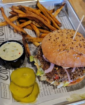 Anarchy burger with fries at Verdura in Phoenix