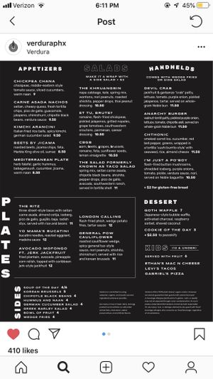 Menu- March 2019  at Verdura in Phoenix