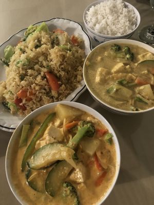 Curries and vegetable fried rice at Royal Thai Bistro in Big Bear City