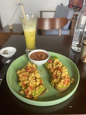 Tofu plate and pineapple juice   at Hanoi Coffee Station in Hanoi