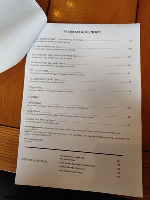 Food menu at Hanoi Coffee Station in Hanoi