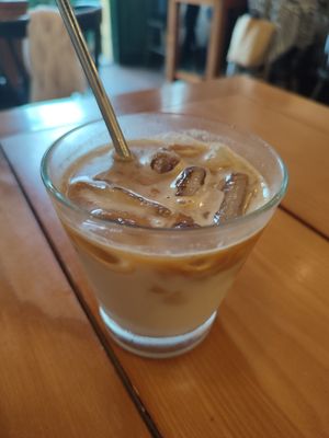 Iced almond latte at Hanoi Coffee Station in Hanoi