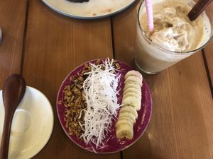 Pink B. and Peanutcoffee with soy milk at Hanoi Coffee Station in Hanoi