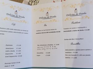 Menu  at Delicias de Prada in Barcelona