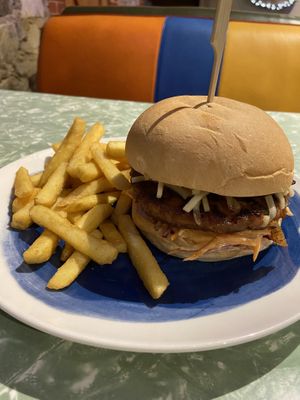 V2 beef burger  at Royal Oak in North Adelaide