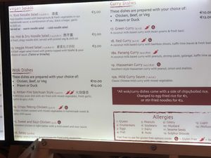 Menu at Xian Street Food in Dublin