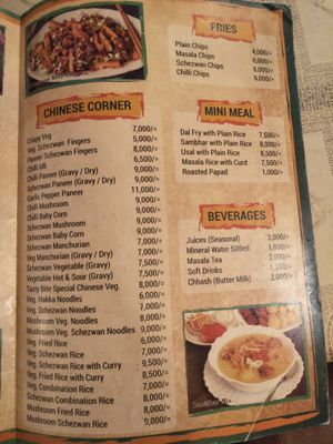 Menu at Tast Bites in Dar Es Salaam