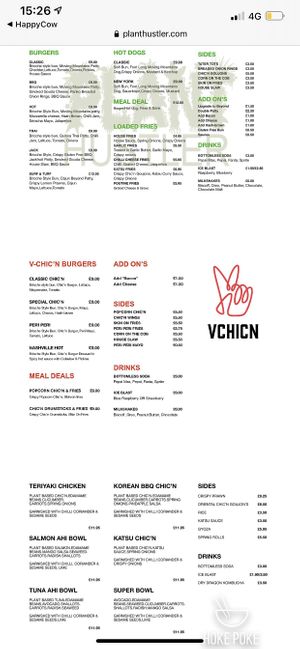 Current menu at Kibae (Formerly Plant Hustler) in Poole