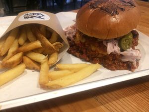 Chilli burger at Kibae (Formerly Plant Hustler) in Poole