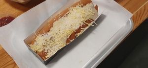 Cheesy hot dog at Kibae (Formerly Plant Hustler) in Poole