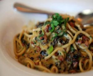 Vegan Pasta Carbonara Special - photo by MR MEANER at Hugo's - West Hollywood in West Hollywood