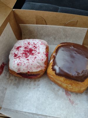 Raspberry poptart and Boston creme at The Vegan Doughnut Company in Lakewood
