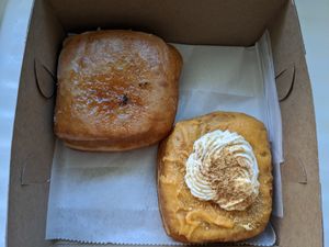 Apple brulee and pumpkin cheesecake at The Vegan Doughnut Company in Lakewood