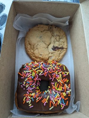 Yeast donut and cookie at The Vegan Doughnut Company in Lakewood