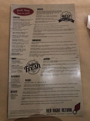 Menu at Red Nun in Dennis