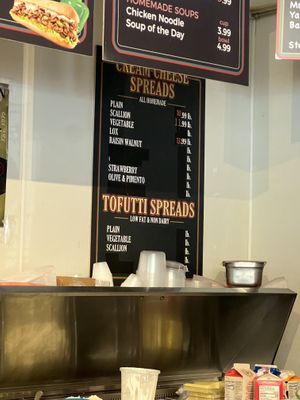 Vegan cream cheese options  at Lenny's Bagels in Pelham