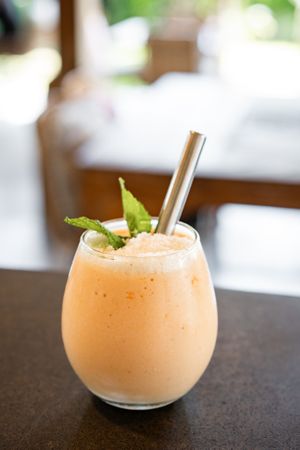 Sunrise smoothie- All our smoothies are made with homemade coconut milk at Kayu Lembongan in Lembongan