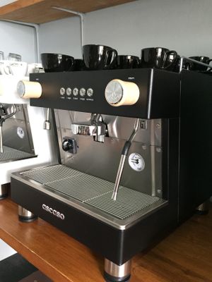 Our coffee machine is ready and waiting for you.  We have the options of fresh milk or homemade coconut milk as standard.  Almond milk is also available for a small surcharge.   at Kayu Lembongan in Lembongan