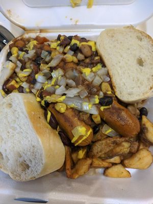 Vegan garbage plate! I think this was the veg sausage, plus baked beans and home fries for the sides.  at Dogtown in Rochester