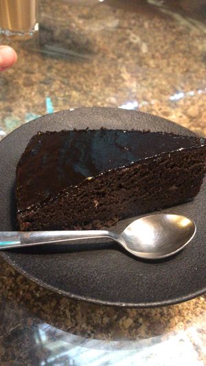 Vegan chocolate cake at Artjuna in Anjuna