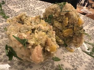 hearty dumplings  at Fink's Südtiroler Knödelküche in Munich