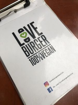 The menu  at LoveBurger in Berlin