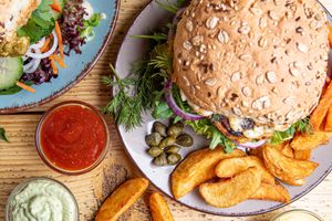 Scandinavian 'Vish' Burger with Potato Wedges at LoveBurger in Berlin