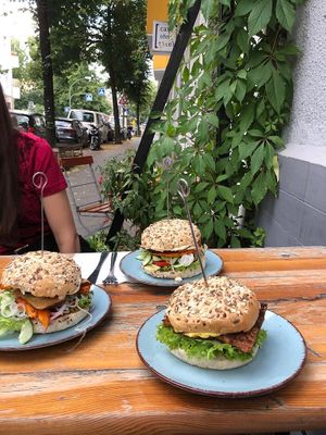 Left and Back: The Special Burger, Right: German Burger. All of them: really delicious! at LoveBurger in Berlin
