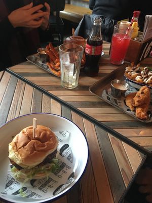 Fakin’ Bacon vegan burger in front at Hubbox in Plymouth